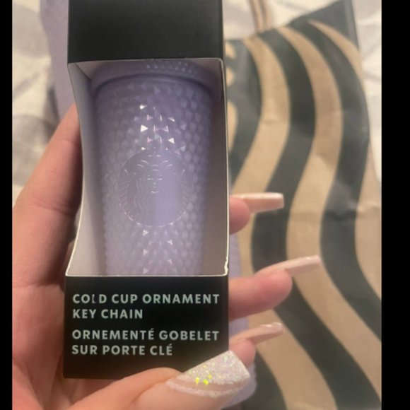 STARBUCKS VENTI STUDDED - Icy Purple Lilac (White) Tumbler + Ornament Key chain - Picture 3 of 5